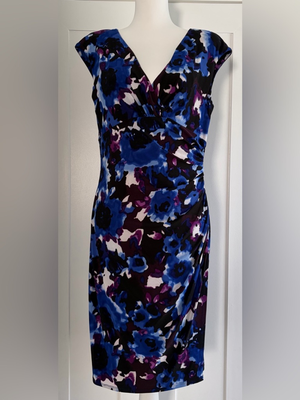Ralph Lauren Blue and Purple Floral Midi Dress
